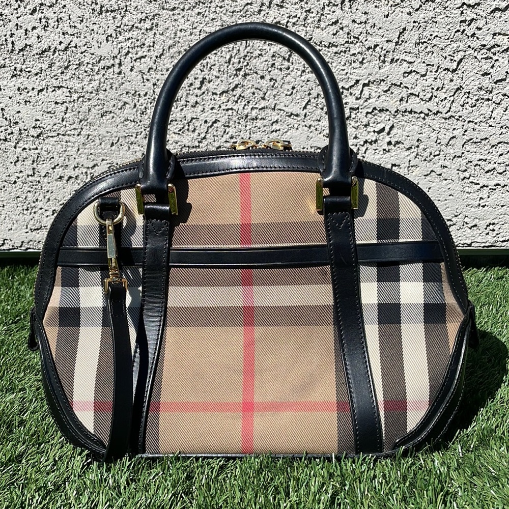 Authentic Burberry Leather Trimmed Exploded Check… - image 2